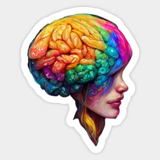 Creative Colourful Human Brain Sticker